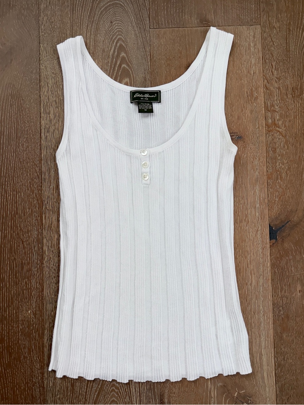 EDDIE BAUER Vintage 90's Ribbed Tank Top in White